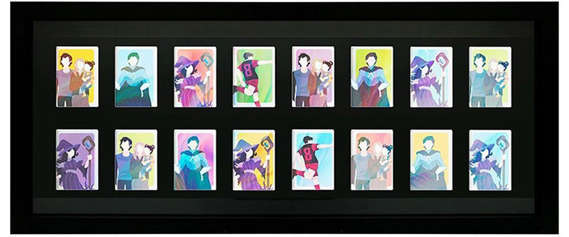 BLACK TRADING CARD DISPLAY FRAME 16 PLACES CARD PROTECTOR - PLAYING CARDS/COLLECTIBLES