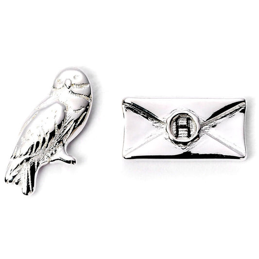 Harry Potter Hedwig and Letter silver plated stud earrings