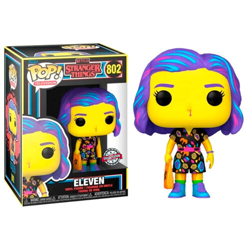 POP figure Stranger Things Eleven in Mall Outfit Black Light Exclusive 802
