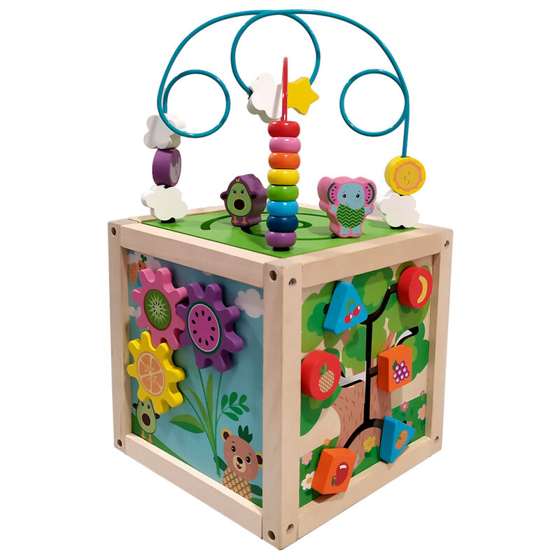 Frootimals wooden activity sensory cube