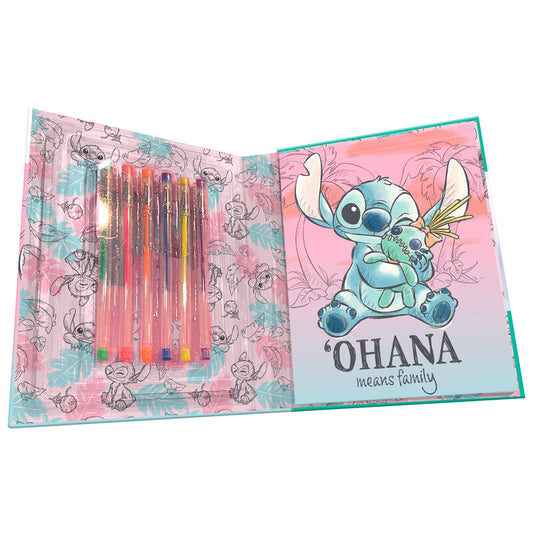 Disney Stitch activity notebook + 6 gel pens set