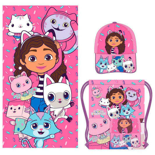Gabbys Dolls House set towel + bag + cap