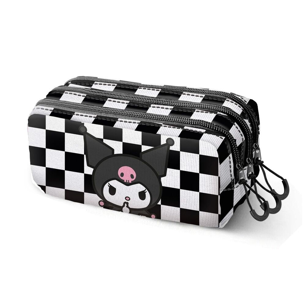 Kuromi Hello Kitty triple pencil case
