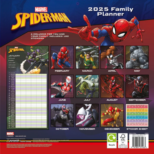 Marvel Spiderman Family planning calendar