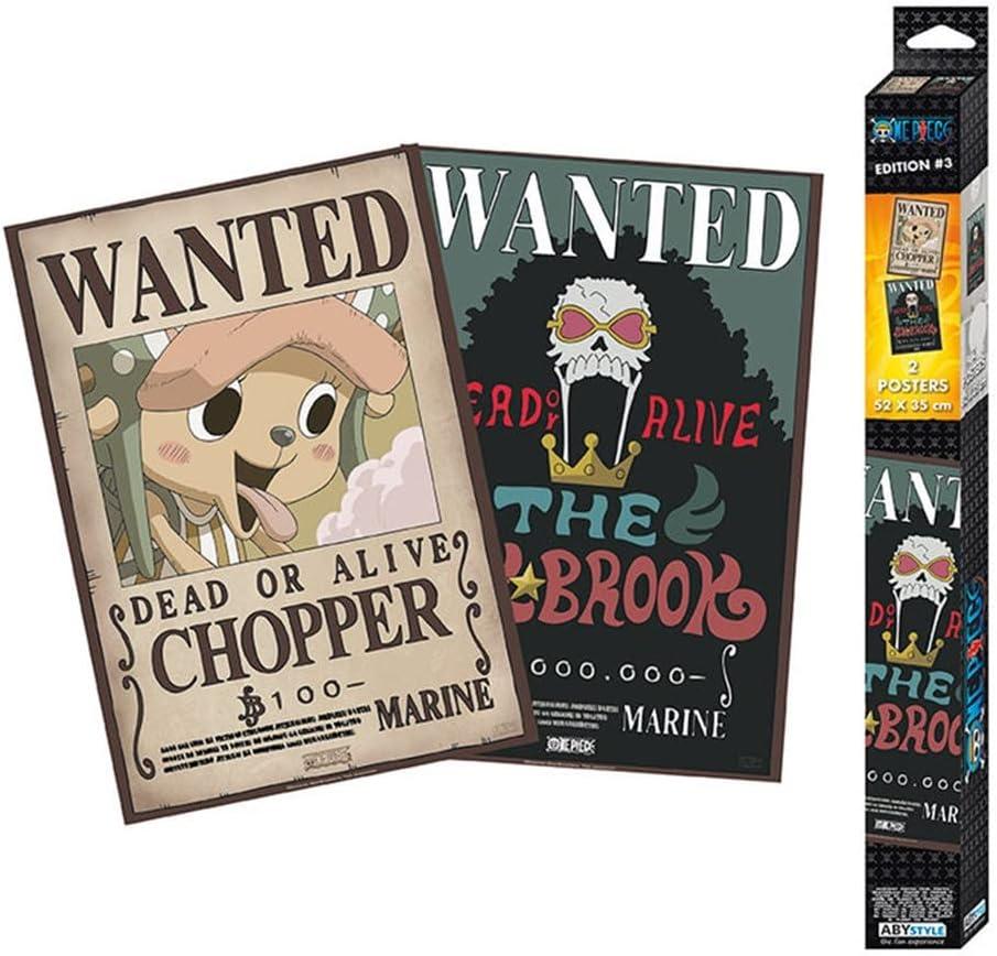 One Piece Set 2 Poster Ricercati "Wanted Brook & Chopper" Chibi 52 x 35 cm Gadget