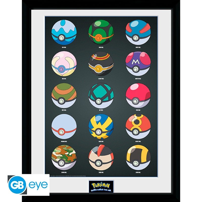 Pokemon Stampa Incorniciata "Pokeballs" (30x40) GB Eye