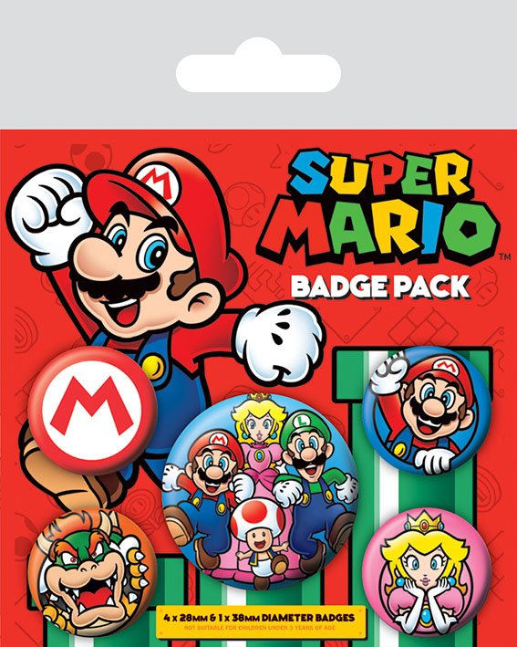 Super Mario Brooch Badges 5-pack