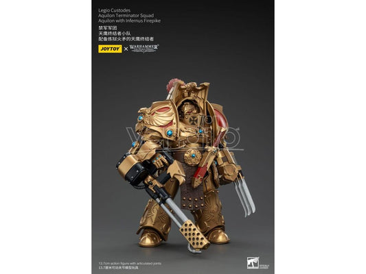 Warhammer The Horus Heresy Action Figure 1/18 Legio Custodes Aquilon Terminator Squad Aquilon With Infernus Firepike 14 cm Joy