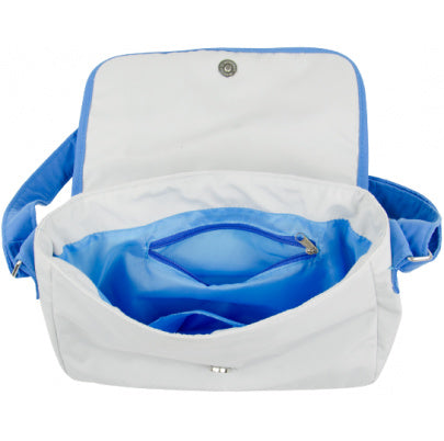 Children's shoulder bag Minions in gray-blue color, cotton