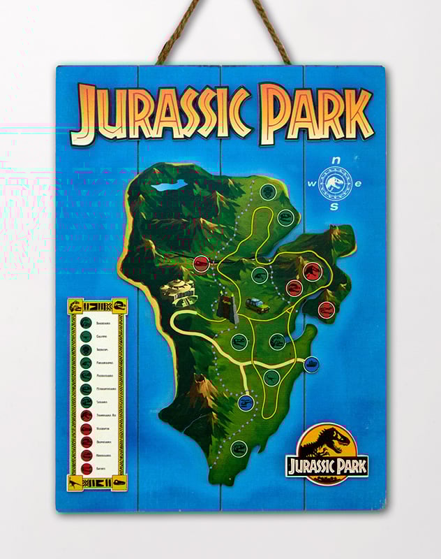Jurassic Park In Legno Map Poster Poster