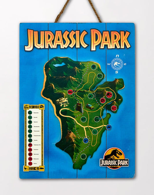 Jurassic Park In Legno Map Poster Poster