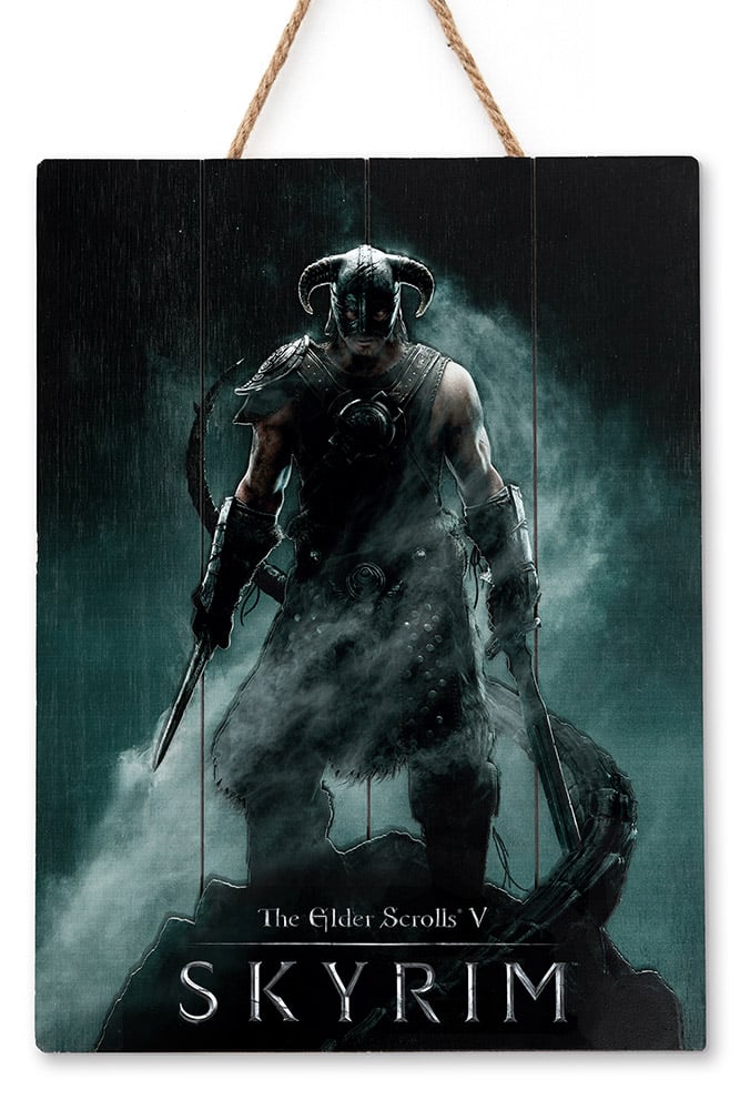 Skyrim Dragonborn In Legno Poster Poster