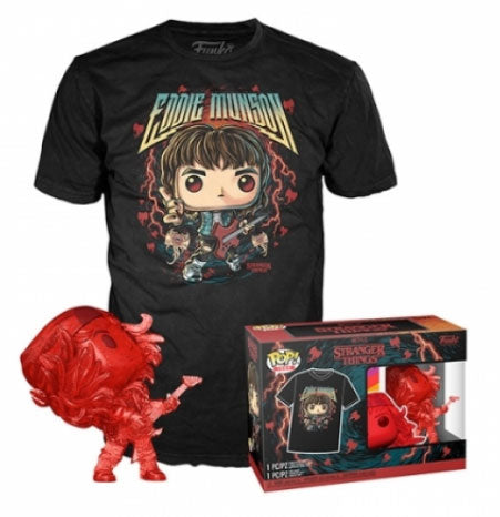 Funko Pop! Tee (Adult) Stranger Things Hunter Eddie with Guitar Vinyl Figure &amp; T-shirt Medium