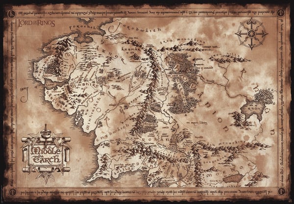 Il Signore Degli Anelli Poster Mappa Terra di Mezzo 91.5 x 61 Cm Abystyle