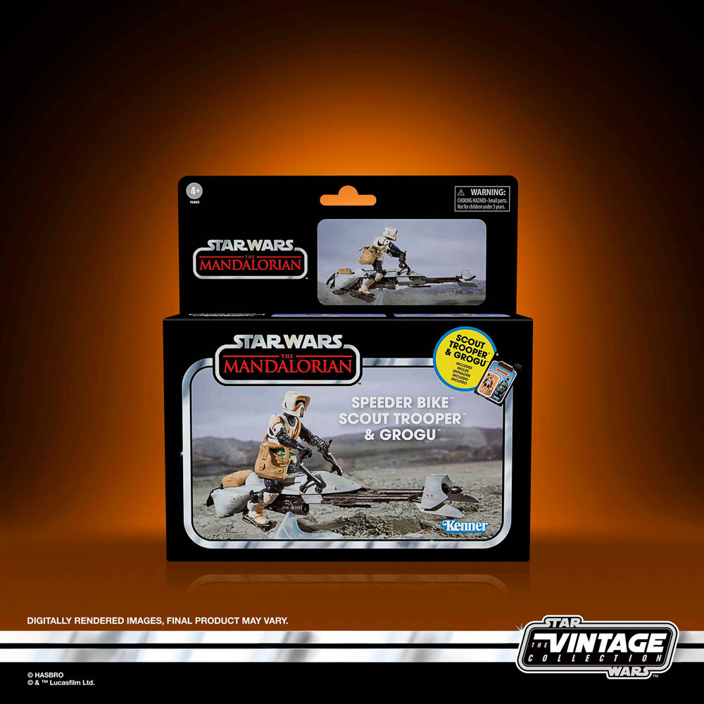 Star Wars the Mandalorian Speeder Bike Scout Trooper & Grogu figure 9cm