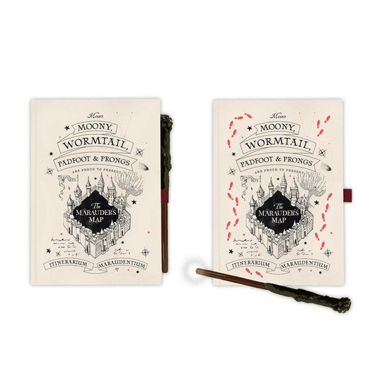 Harry Potter Marauders Map A5 premium notebook + wand pen