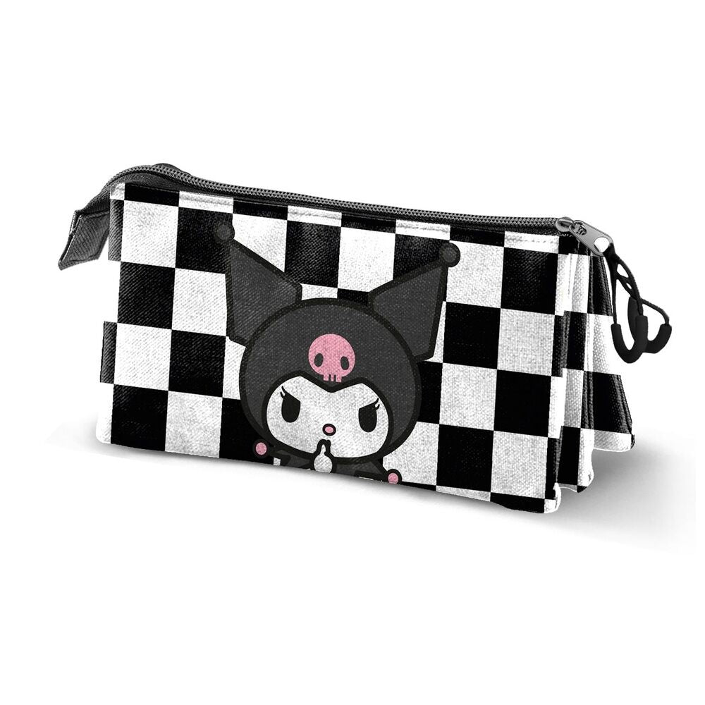 Kuromi Hello Kitty triple pencil case