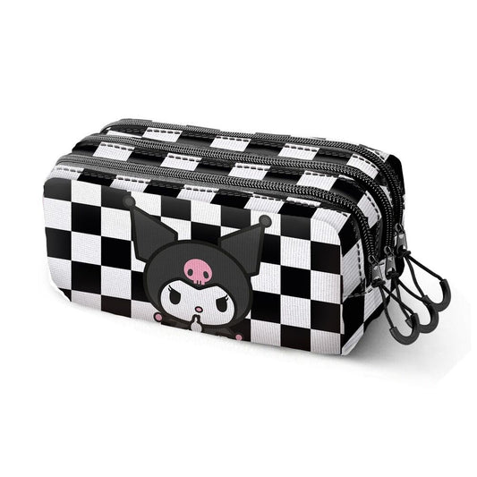 Kuromi Hello Kitty triple pencil case