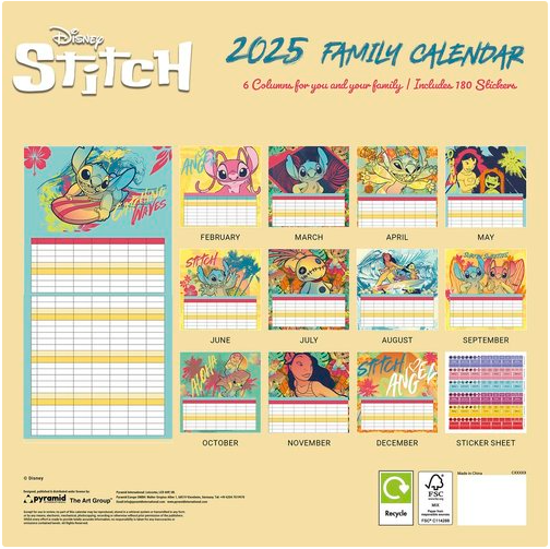 Disney Stitch Family planning calendar