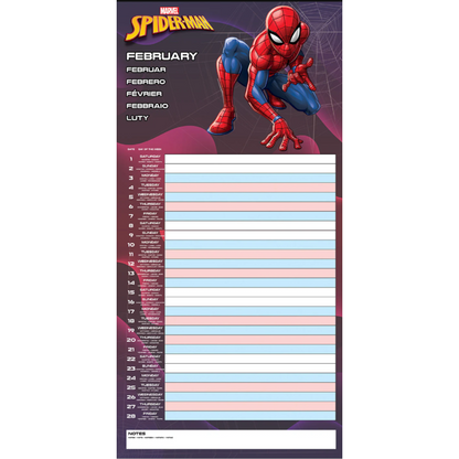 Marvel Spiderman Family planning calendar