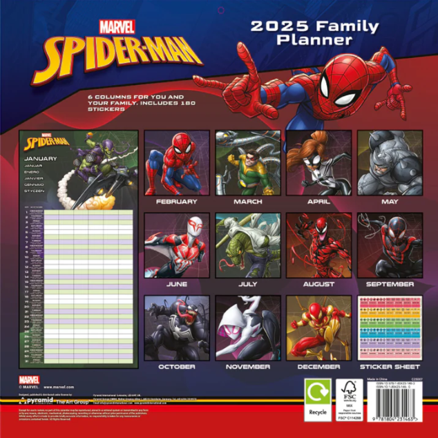 Marvel Spiderman Family planning calendar