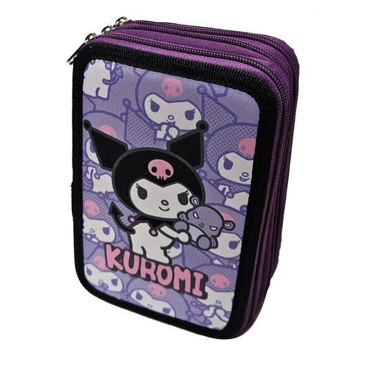 Hello Kitty Kuromi triple pencil case