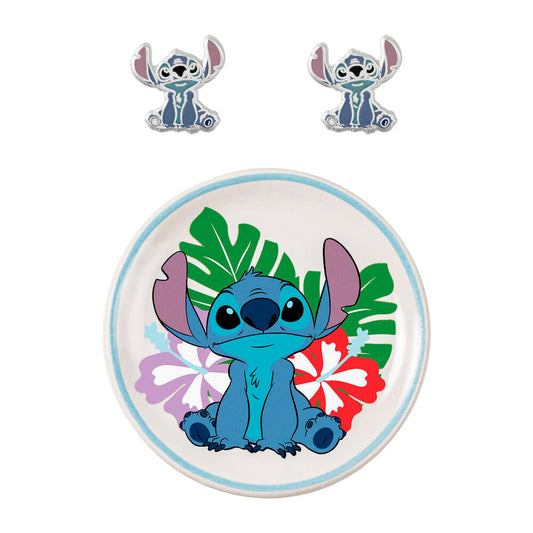 Disney Stitch earrings + jewellery plate