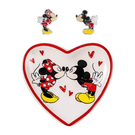 Disney Mickey Minnie earrings + jewellery plate