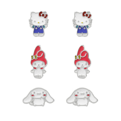 Hello Kitty Friends Set 3 pairs of earrings silver