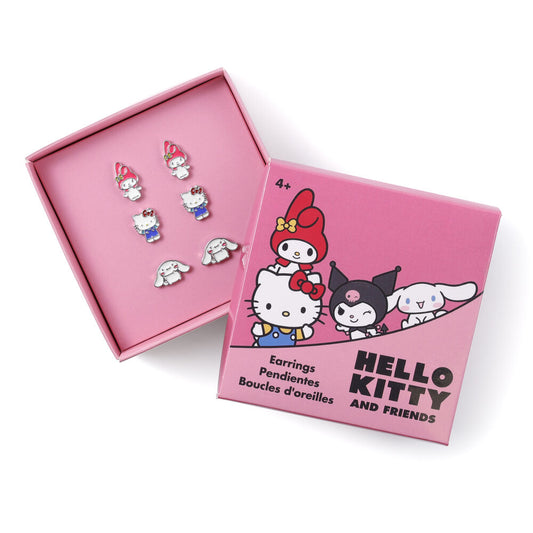 Hello Kitty Friends Set 3 pairs of earrings silver