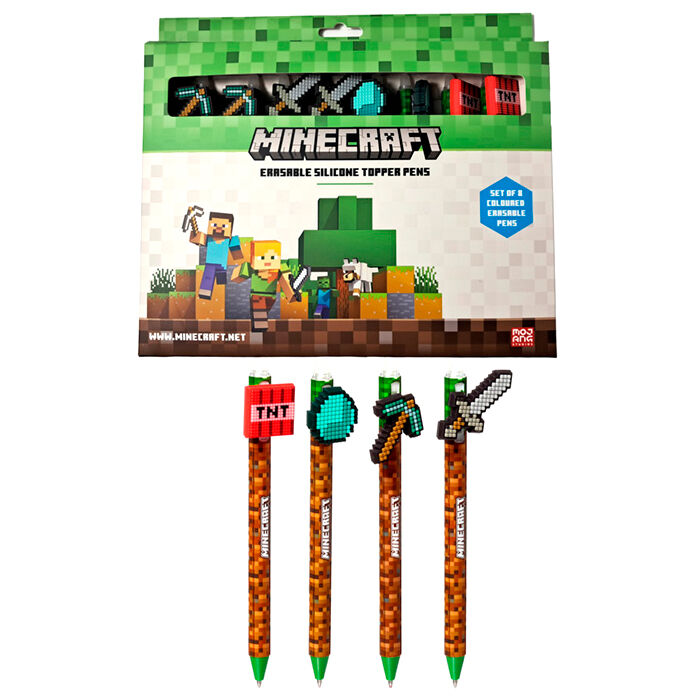 Minecraft set of 8 coloured erasable pens