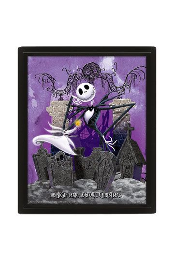 Nightmare Before Christmas Framed 3d Lenticular Poster Pack Graveyard 26 X 20 Cm (3) Pyramid International