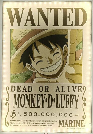 One Piece Led Wall Lampada Light Wanted Luffy 30 Cm Teknofun
