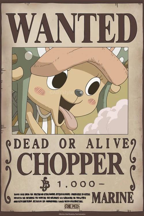One Piece Poster Wanted Chopper Wano 52 x 38 cm