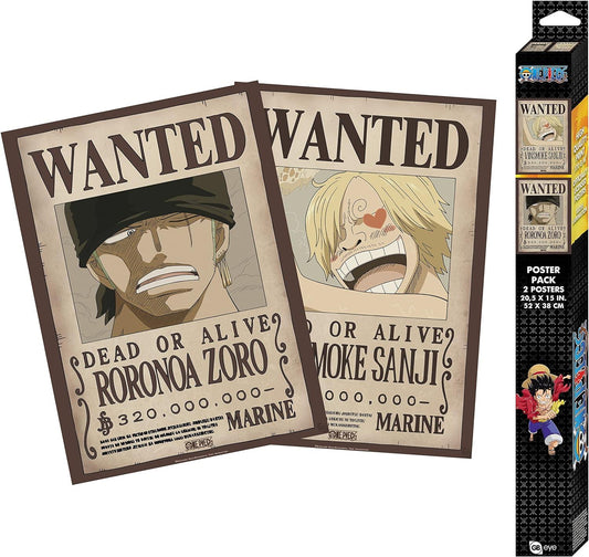 One Piece Set 2 Poster Ricercati Zoro e Sanj 52 x 38 cm Gbeye