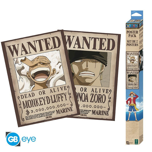 One Piece Set 2 Posters Chibi 52x38 Cm Wanted Luffy & Zoro Abystyle