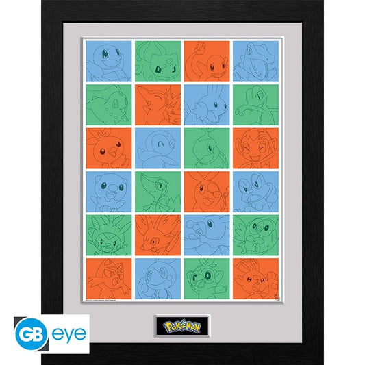 Pokemon Stampa Incornciata "First Partner Grid" (30x40 Cm) GB Eye