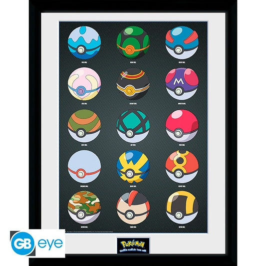 Pokemon Stampa Incorniciata "Pokeballs" (30x40) GB Eye