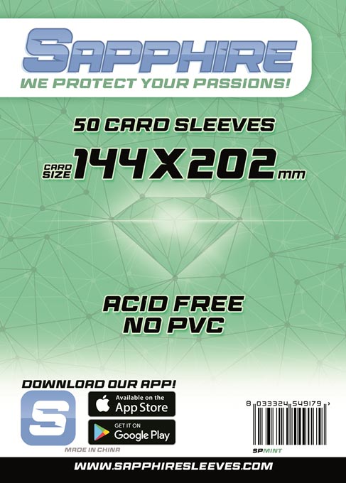 SAPPHIRE SLEEVE PROTECTOR 144X202MM MINT 50PCS CARD PROTECTOR - PLAYING CARDS/COLLECTIBLE