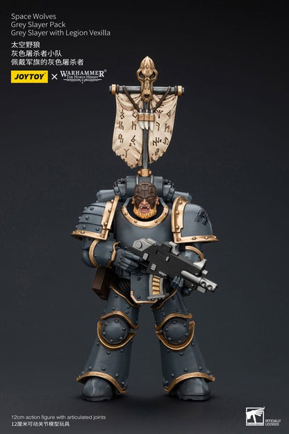 Warhammer The Horus Heresy Action Figure 1/18 Space Wolves Grey Slayer Pack Grey Slayer with Legion Vexilla 12 cm Joy Toy (cn)