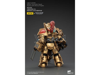 Warhammer The Horus Heresy Action Figure 1/18 Legio Custodes Aquilon Terminator Squad Aquilon With Infernus Firepike 14 cm Joy